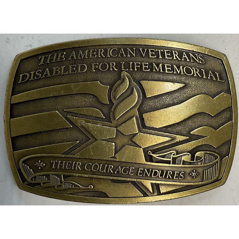 American Veterans Disabled For Life Memorial Courage Endures Brass Belt Buckle
